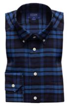 Men's Eton Slim Fit Plaid Flannel Shirt - Blue
