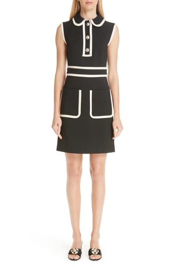 Women's Gucci Tiger Button Contrast Trim Dress - Black