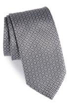 Men's Salvatore Ferragamo Efeso Print Silk Tie, Size - Grey