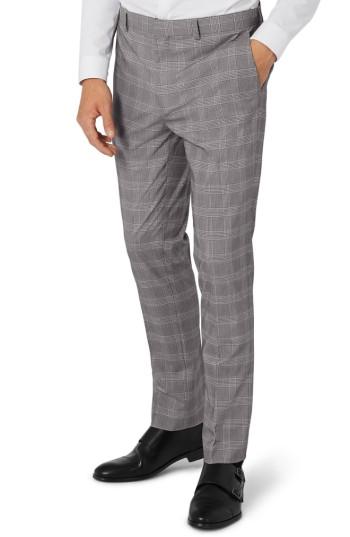 Men's Topman Skinny Fit Check Suit Trousers X 32 - Black