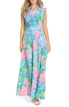 Women's Lilly Pulitzer Palm Beach Silk Maxi Dress - Blue/green