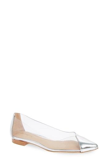 Women's Schutz Clearly Pointy Toe Flat M - Metallic