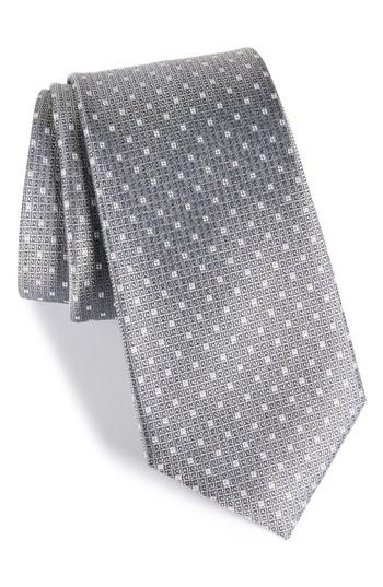 Men's Calibrate Denson Neat Silk Tie, Size - Grey