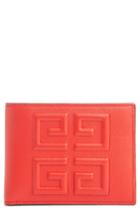 Men's Givenchy Embossed 4g Leather Bifold Wallet - Red