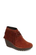 Women's Fly London Yank Fringe Wedge Bootie(women) .5-8us / 38eu - Red