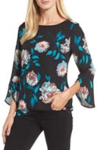 Women's Chaus Kyoto Blossoms Bell Sleeve Blouse - Black