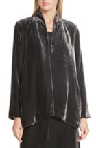 Women's Eileen Fisher Angled Front Velvet Jacket - Grey