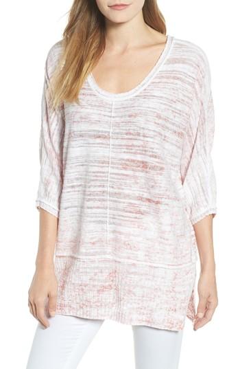 Women's Nic+zoe Open Breeze Linen Cotton Blend Sweater - Pink