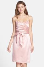 Women's Dessy Collection Cross Draped Strapless Satin Sheath Dress - Pink