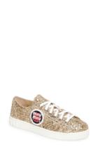 Women's Miu Miu Logo Patch Glitter Sneaker Us / 35eu - Metallic