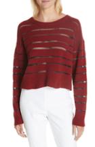 Women's Rag & Bone Penn Sheer Stripe Crop Sweater - Grey