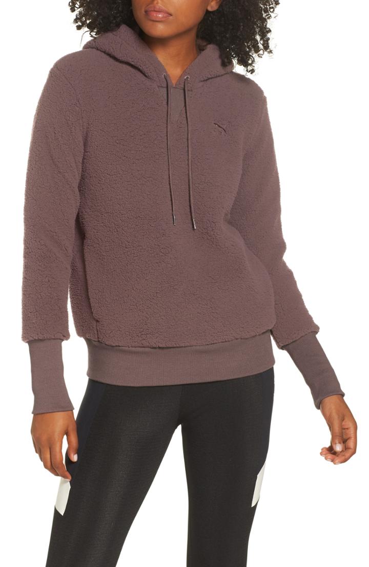 Women's Puma Downtown Fleece Hoodie - Brown