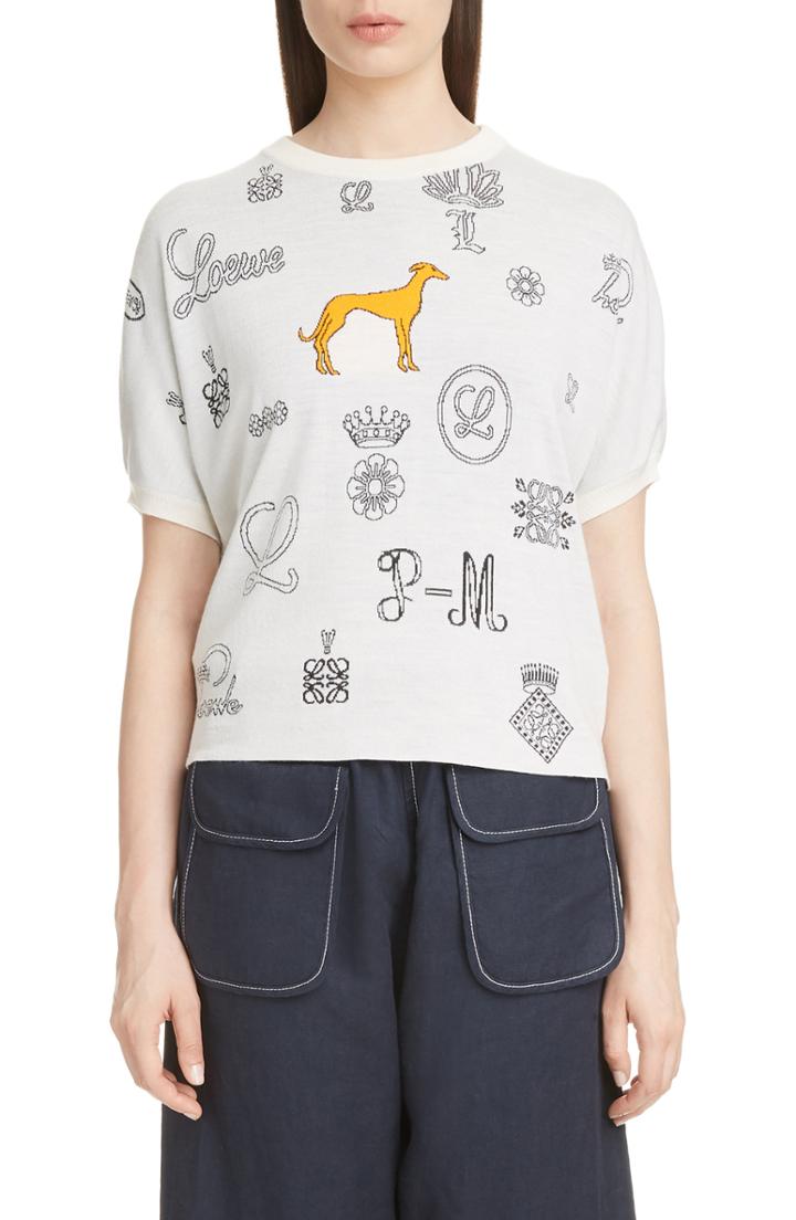 Women's Loewe Dog & Logo Knit Top - Ivory