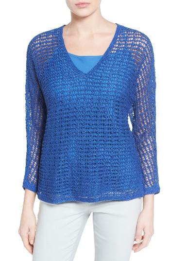Women's Nic+zoe Sun Catcher Crochet Top - Blue