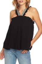 Women's 1.state Embroidered Crinkle Gauze Babydoll Top, Size - Black