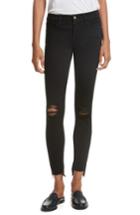 Women's Frame Le Skinny De Jeanne Raw Stagger Hem Jeans - Black