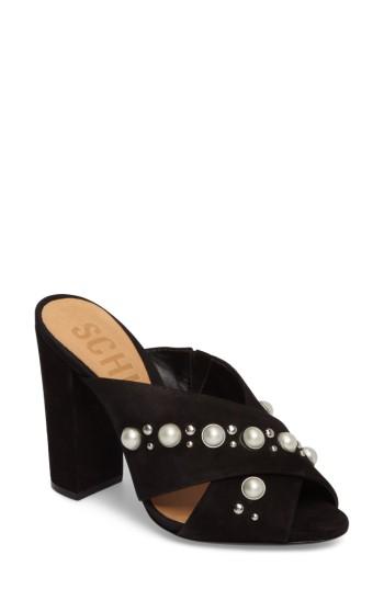 Women's Schutz Fera Embellished Cross Strap Mule M - Black
