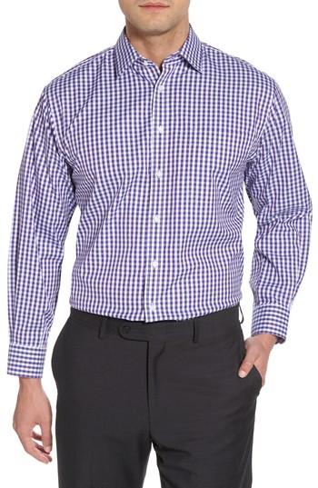 Men's Nordstrom Men's Shop Smartcare(tm) Classic Fit Check Dress Shirt 34 - Purple