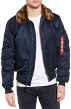 Men's Alpha Industries B-15 Removable Faux Fur Collar Flight Jacket - Blue