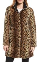 Women's Via Spiga Reversible Faux Leopard Fur Coat