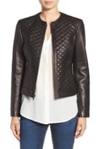 Women's Cole Haan Quilted Leather Moto Jacket - Black