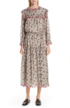 Women's Isabel Marant Etoile Eina Floral Print Midi Dress Us / 36 Fr - Beige