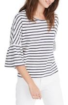 Women's Madewell Stripe Flare Sleeve Tee, Size - White