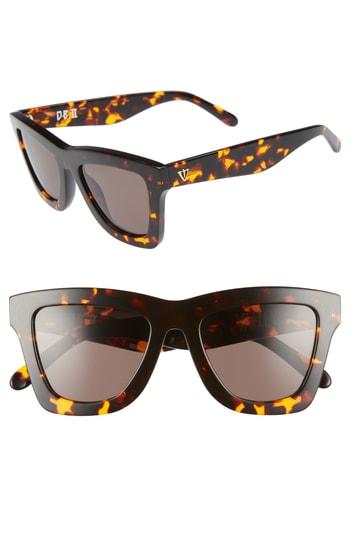 Women's Valley Db Ii 50mm Retro Sunglasses - Dark Tortoise/ Brown