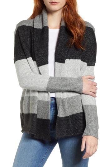 Women's Caslon Shawl Collar Pattern Cardigan /small - Grey