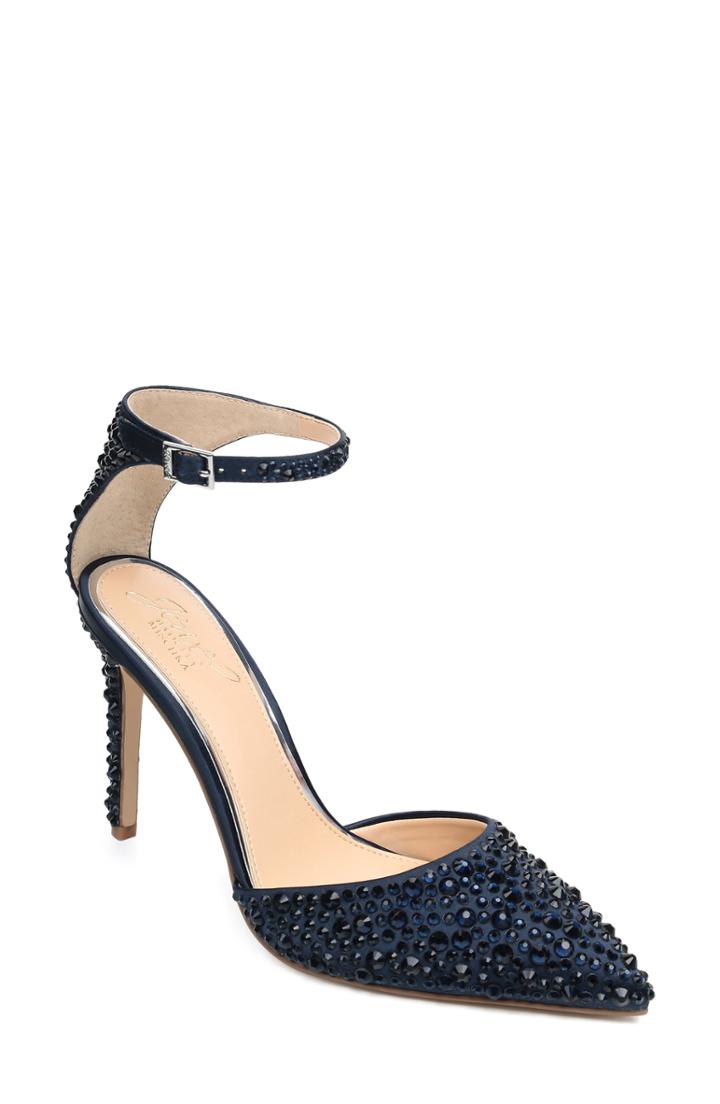 Women's Jewel Badgley Mischka Jimena Ankle Strap Pump .5 M - Blue