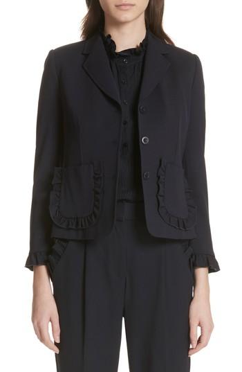 Women's Rebecca Taylor Ruffle Trim Jacket - Blue