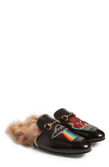 Men's Gucci Princetown Genuine Shearling Lined Mule Loafer Us / 6uk - Black