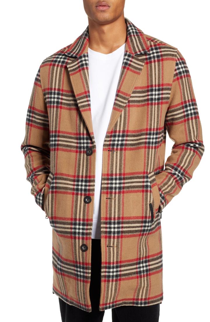 Men's Zanerobe Ny Plaid Melton Coat - Brown