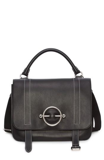 J.w.anderson Disc Leather Top Handle Satchel - Black