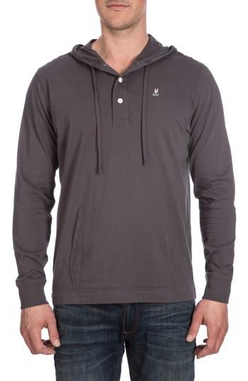 Men's Psycho Bunny Delano Henley Hoodie, Size - Black