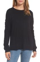 Women's Caslon Ruched Sleeve Pullover - Black