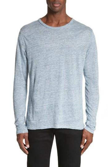 Men's Rag & Bone Owen Linen Long Sleeve T-shirt - Blue