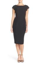 Petite Women's Maggy London Lace Detail Crepe Sheath Dress P - Black