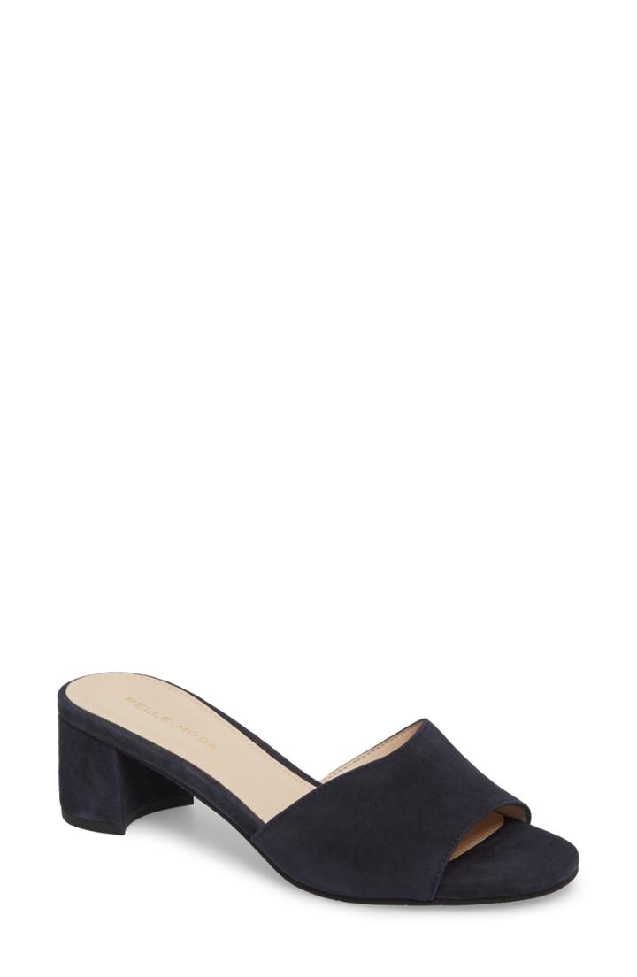 Women's Pelle Moda Rea Block Heel Slide Sandal M - Blue