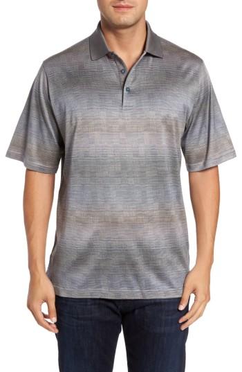 Men's Bugatchi Classic Fit Ombre Jacquard Polo - Brown