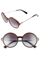 Women's Valentino 53mm Round Sunglasses - Black/ Striped Red