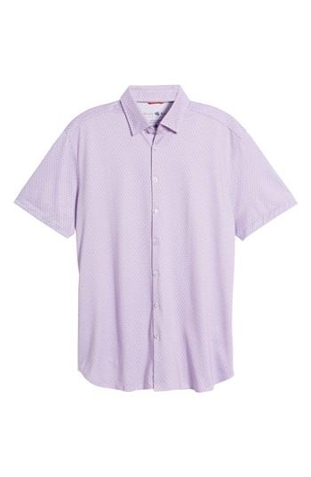 Men's Stone Rose Contemporary Fit Geo Tech Sport Shirt (l) - Pink