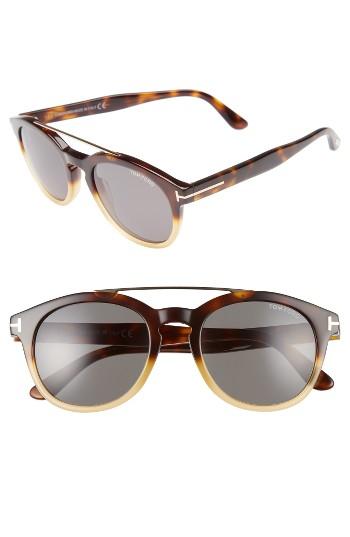 Men's Tom Ford Newman 53mm Polarized Sunglasses - Honey/ Rose Gold/ Green