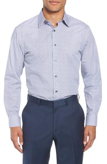 Men's Nordstrom Men's Shop Trim Fit Floral Dress Shirt 33 - Blue