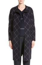 Women's Armani Collezioni Windowpane Wool & Cashmere Wrap Coat Us / 46 It - Blue