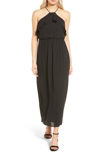 Women's Lush Ruffle Maxi Dress - Black