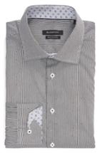 Men's Bugatchi Trim Fit Stripe Dress Shirt .5 - Black