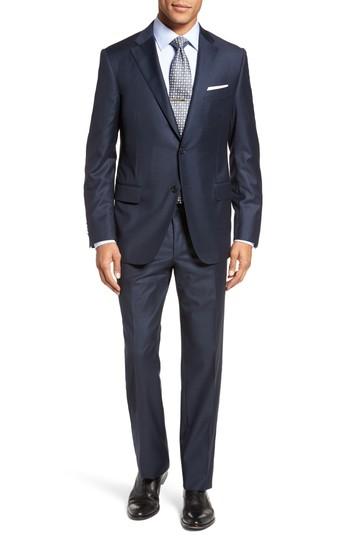 Men's Hickey Freeman Modern H Fit Solid Loro Piana Wool Suit