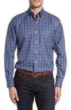 Men's Peter Millar Nanoluxe Pinwheel Regular Fit Check Sport Shirt - Blue