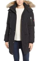 Women's Pendleton 'jackson' Hooded Down Parka With Genuine Coyote Fur Trim - Black